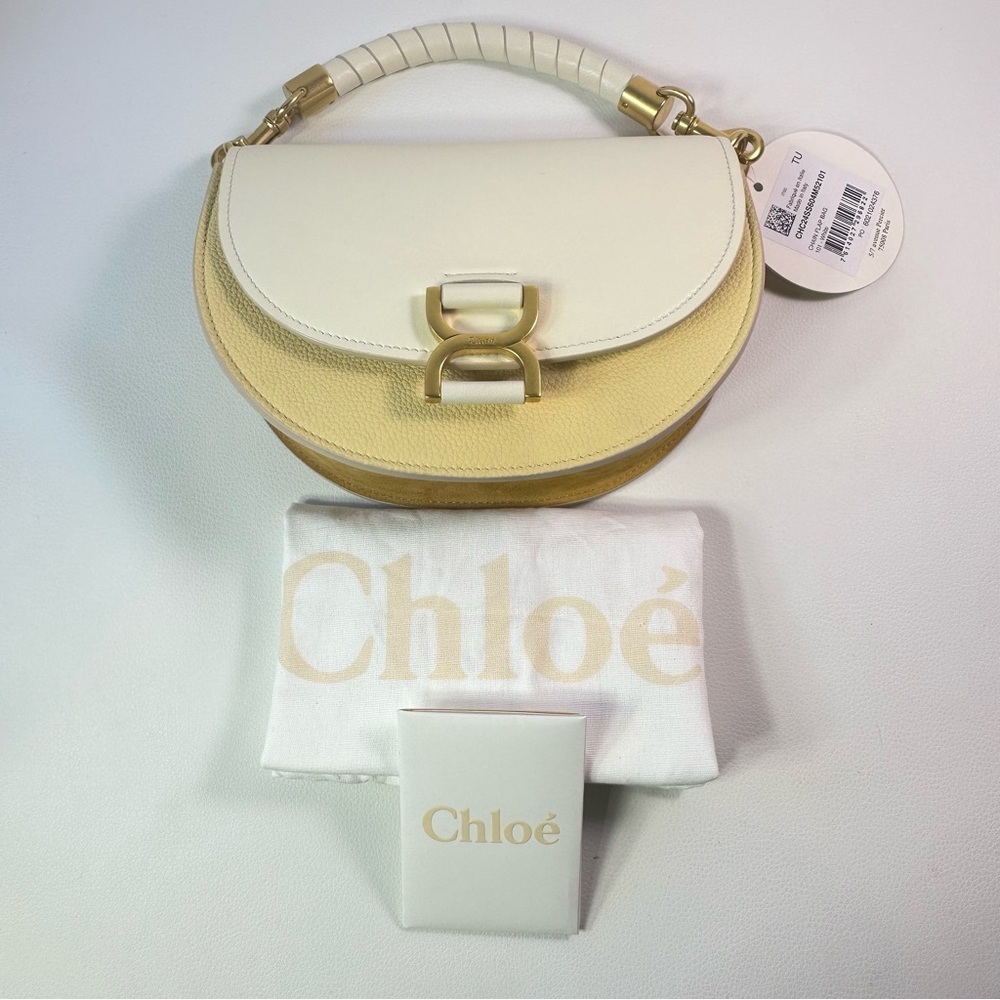 NEW CHLOE MARCIE CHAIN FLAP CALF LEATHER & SUEDE MISTY IVORY AUTHENTIC NWT! - Picture 2 of 13